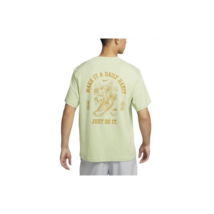 Nike T Shirts Men's Green Crew Neck Moderate Straight Fit FV3972-343