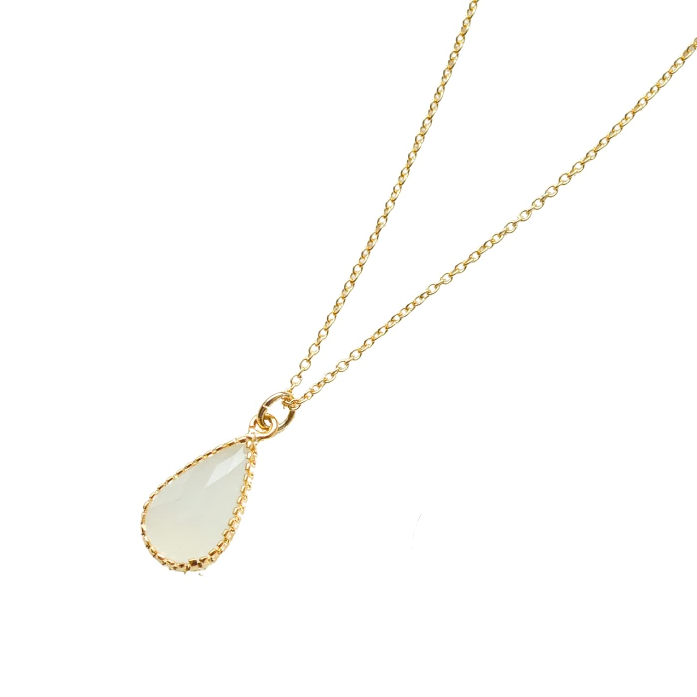 

[Naot Jewelry] Женское колье, Белое, Простое, Форма капли, Ожерелье из стекла с огранкой в металлической оправе, Белый дым