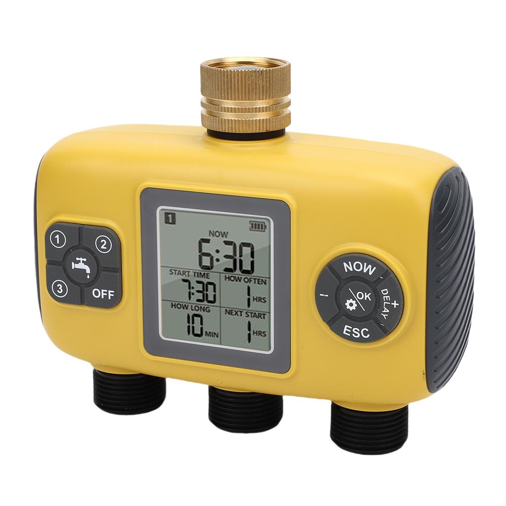 3 Zone Sprinkler Timer Programmable Manual Automatic Watering System with Brass Inlet Rain Delay IPX5 Waterproofing for