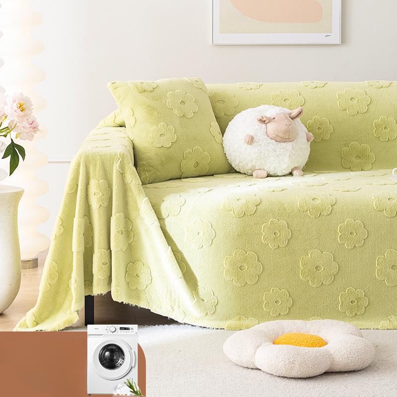 INS Style Simple Sofa Towel Rabbit Plush Autumn and Winter New Sofa Cover Cloth Dust-Proof All-Inclusive Universal Sofa Cover Blanket