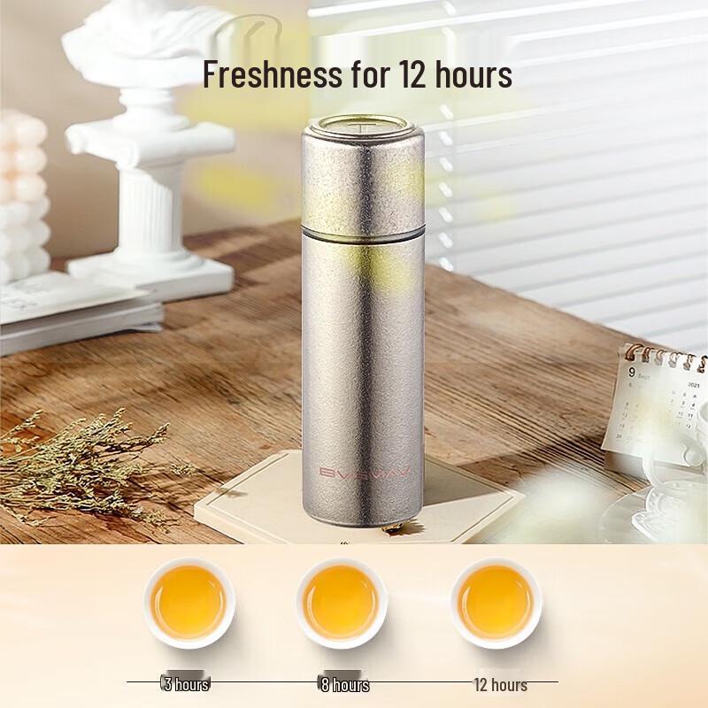 BVGMAV Pure Titanium Insulated Thermos Bottle, 180ml