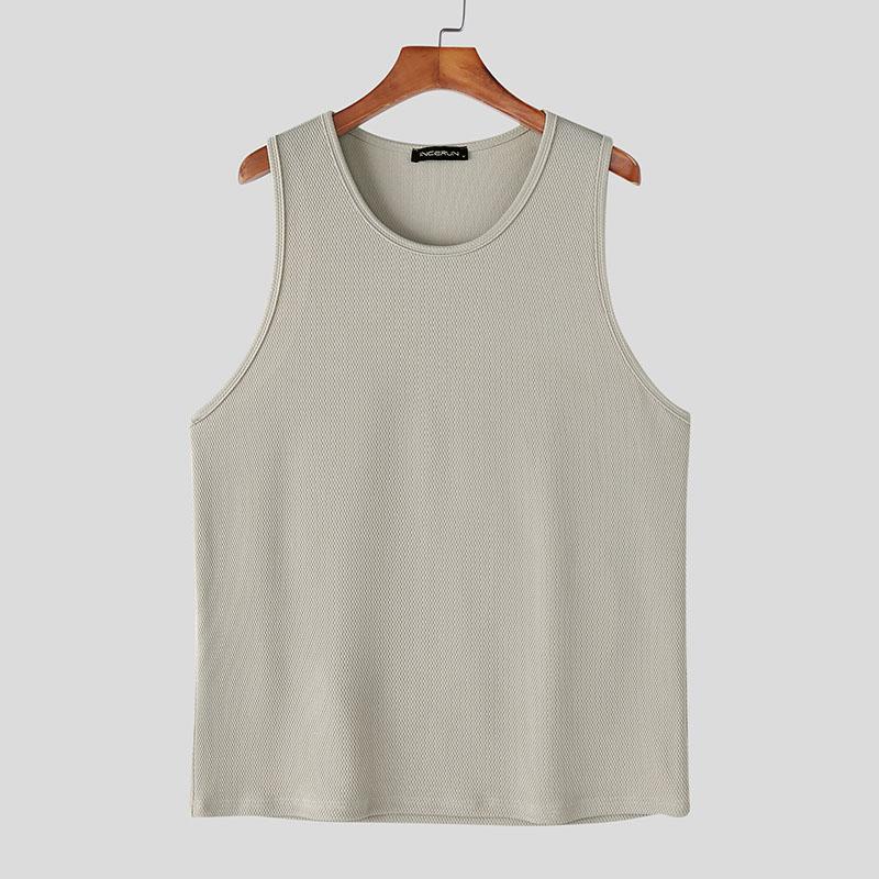 

INCERUN Летние мужские майки без рукавов с текстурой, повседневные, свободные, с круглым вырезом 5XL серый