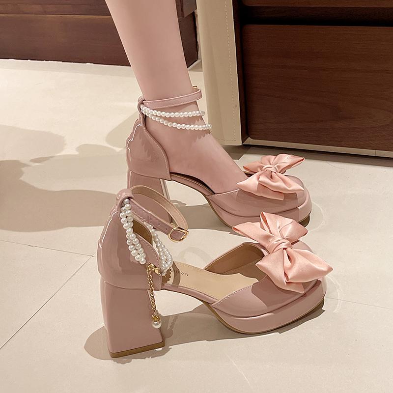 Fashion French Square Toe Block Heel High Heels Women's Sandals New Mary Jane Single Shoes for Spring/Summer 2025