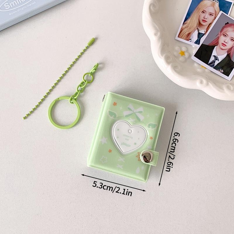 Mini Photo Album 1/2/3inch Photo Card Holder Id Photo Idol Small Card Storage PVC Binder Album Fangirls Bag Keychain Keyring