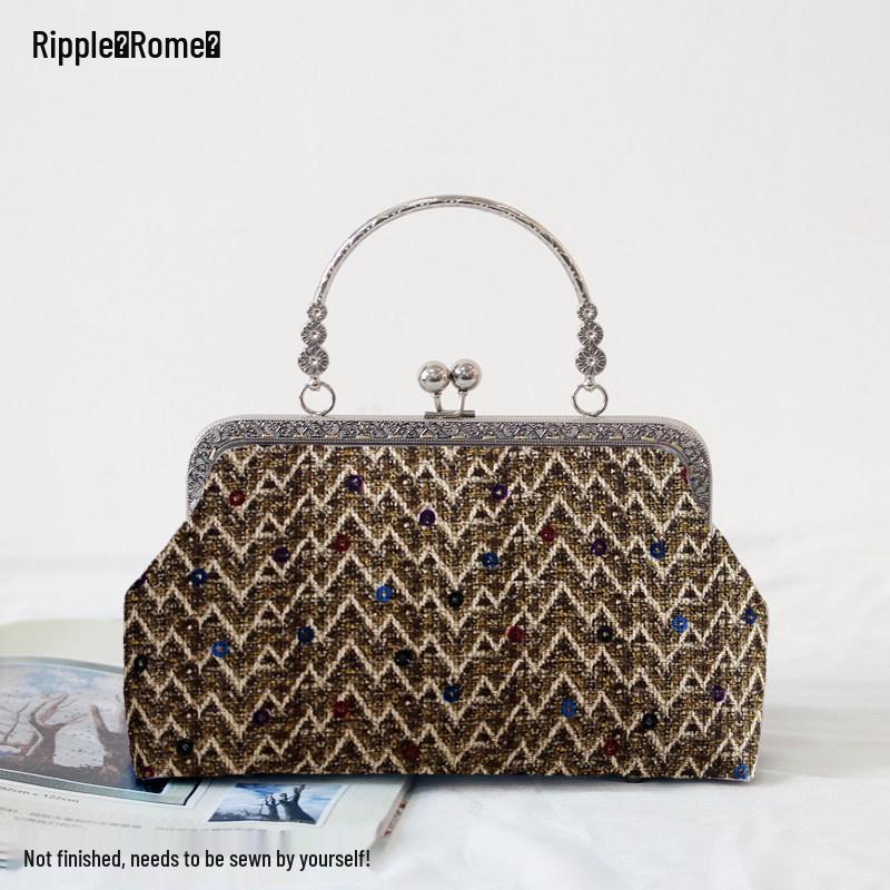 Short Style Handbag Material Kit - Handmade, Multiple Styles, Square Clasp Bag, Includes 20 Needles