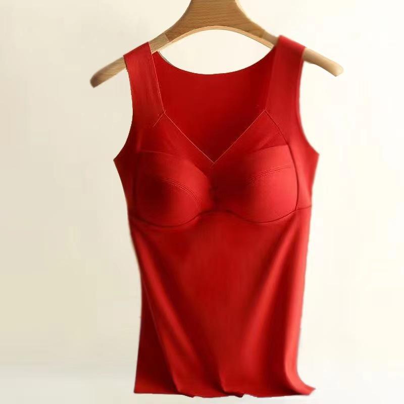 Women's Seamless Heated Fleece Vest with Integrated Chest Pad for Autumn and Winter
