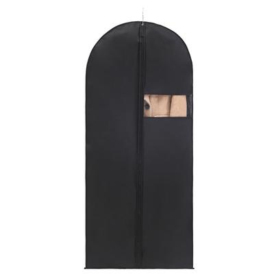 Copertura antipolvere nera in tessuto non tessuto per camicie e abiti, spessa e protettiva, con cerniera, ideale per riporre oggetti. Borsa antipolvere con finestra.