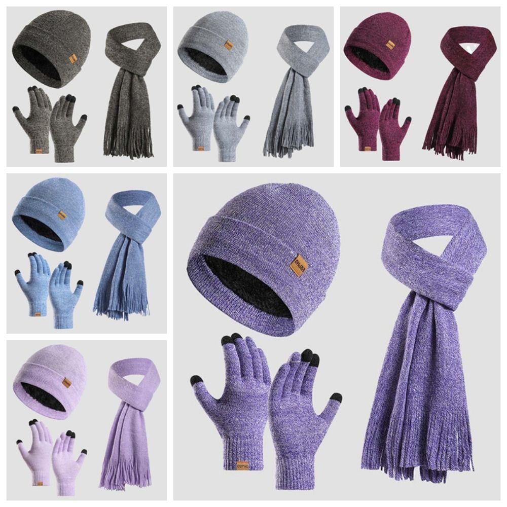 Elastic Cold Proof Gloves  Pullover Cap Beanies Cap Knitted Scarf  Men