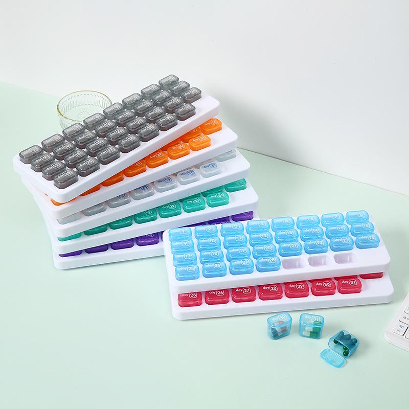Portable 31-Grid Monthly Pill Box: Moisture-Proof, Transparent, Independent Storage Box for Easy Dispensing