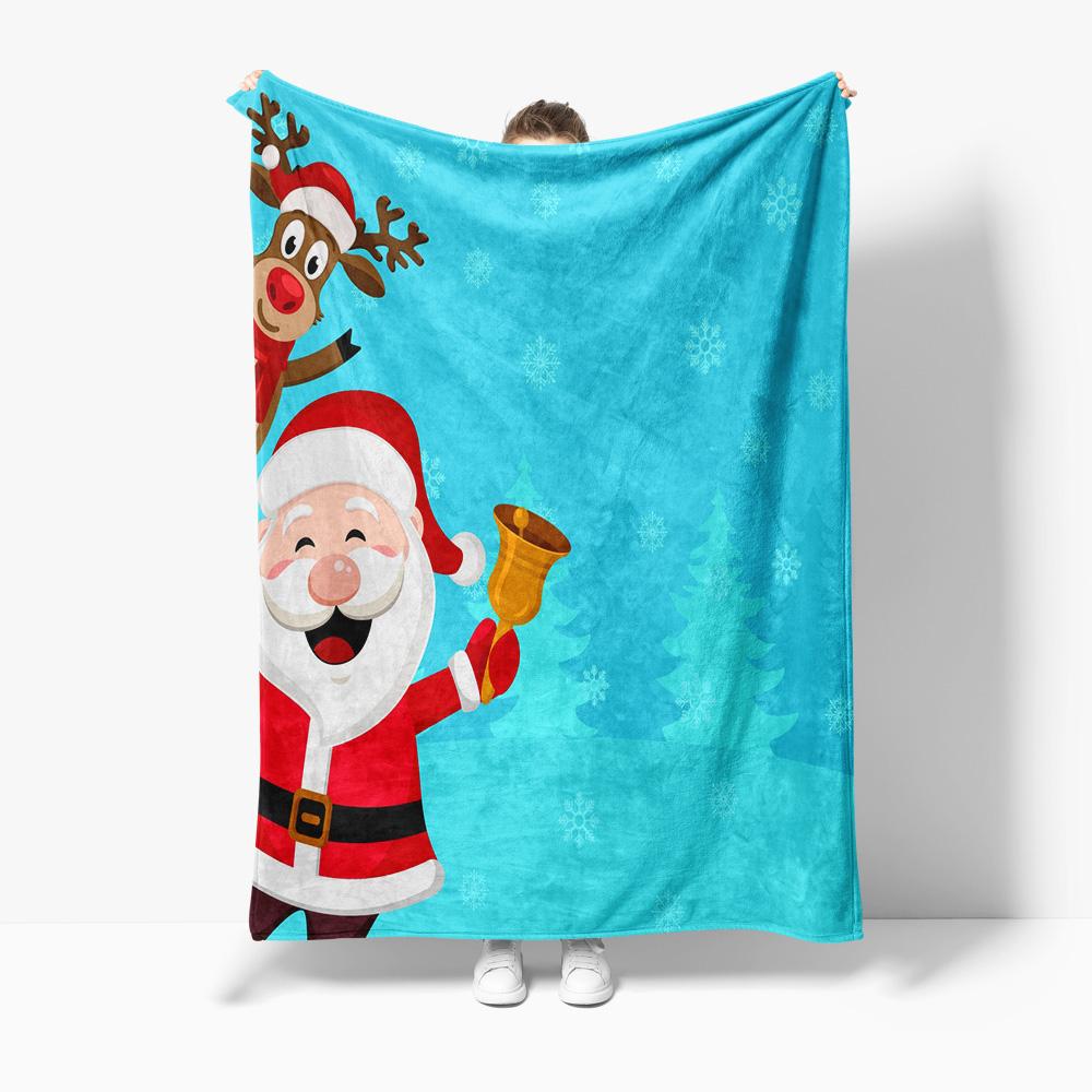 Festive Santa Throw Blanket Cozy Christmas Decor Holiday Gift Reversible Plush Blanket Soft Warm Home Decor Gift Idea
