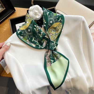 Bufanda de moda para mujer, primavera y verano, bolso pequeño con asa de seda, cintas, pañuelo para la cabeza, bufandas pequeñas y delgadas