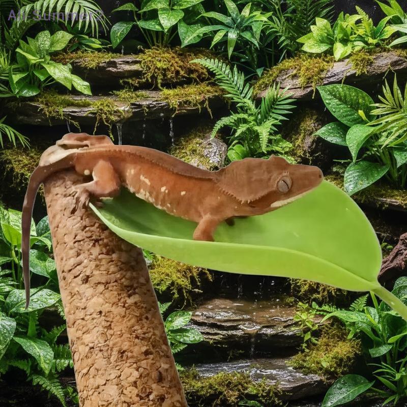 {MX} 1/3Pcs Simulated Leaves Suction Cup Reptile Basking Area Resting Terrace For Geckos Frog Habitat Fish Tank Accessories