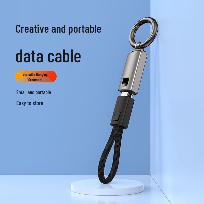 Zinc Alloy PD60W Fast Charging Keychain Cable for Apple iPhone & Huawei, Portable Lanyard Design