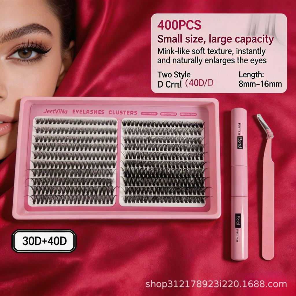 False Eyelash Set Glue Single Cluster Dense Glue-Free Exaggerated Super Long Whole Large Capacity Eyelash Book