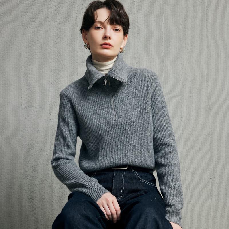 

Paluo Women s Pure Cashmere Half-Zip Sweater L 165/105