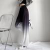 Korean Style Women's Three-Color Gradient Pleated Wide-Leg High-Waisted Floor-Length Pants