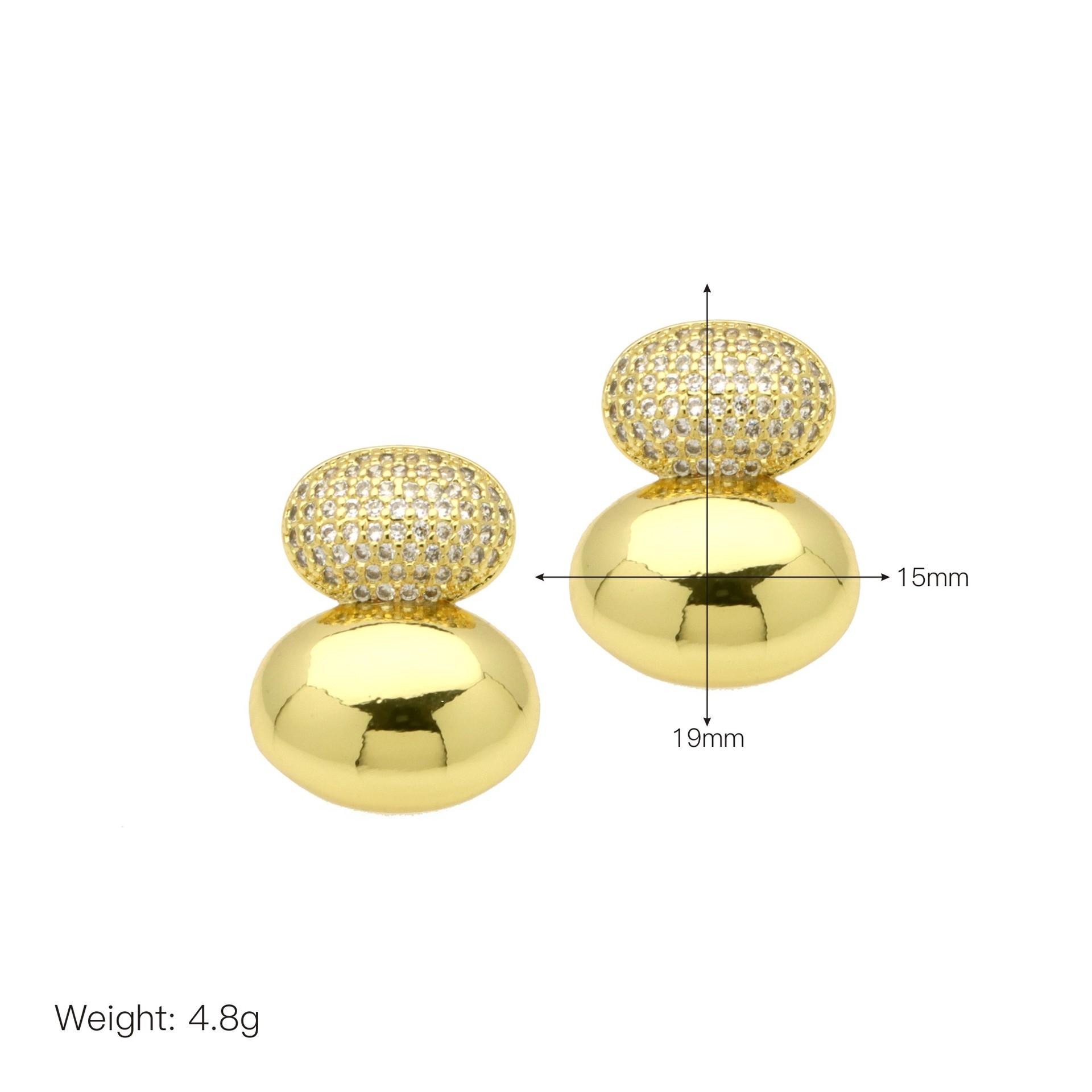 

Copper-Plated Gourd Glossy Zircon Earrings Women S Personalized Simple Earrings