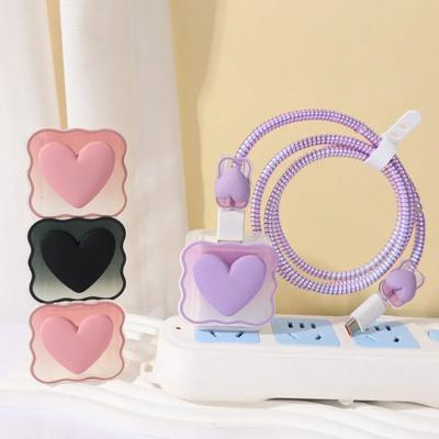 Organizzatore di cavi di protezione per caricabatterie per iPhone 14 13 Pro Max 18W 20W Kit avvolgicavo per gestione cavi dati a forma di cuore con cartoni animati 3D