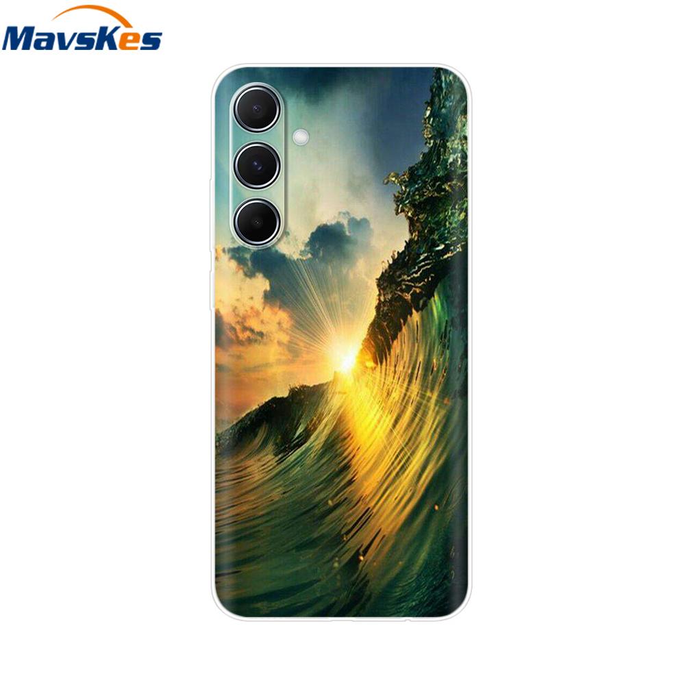For Samsung Galaxy M35 5G Case Cute Cat Flower Painted Phone Cases For Samsung M35 Case M 35 SM-M356B Silicone Clear TPU Fundas