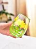 Hand Drawn Flower Patterned Crystal Glass Cup Festival Party Art High Feet Red Wine Cup Family Wine Glass Set Of Three Pieces