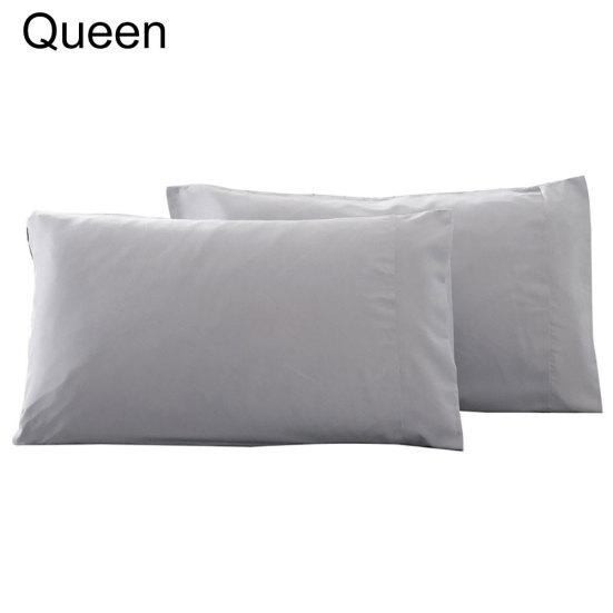 2Pcs Solid Color King Queen Pillow Case Home Bedroom Bed Cushion Cover