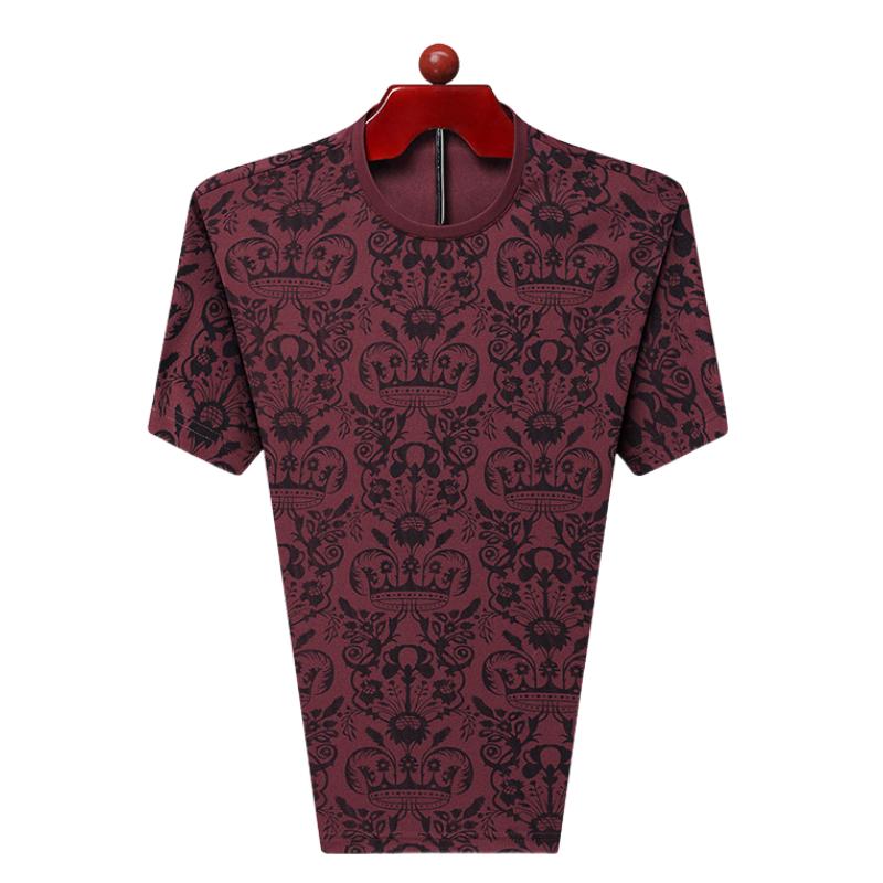 

Мужская футболка Лето Классика Улица Круглый вырез Короткий рукав Топ Полный принт Спортивная футболка Мужская Одежда оверсайз 58/4XL красный