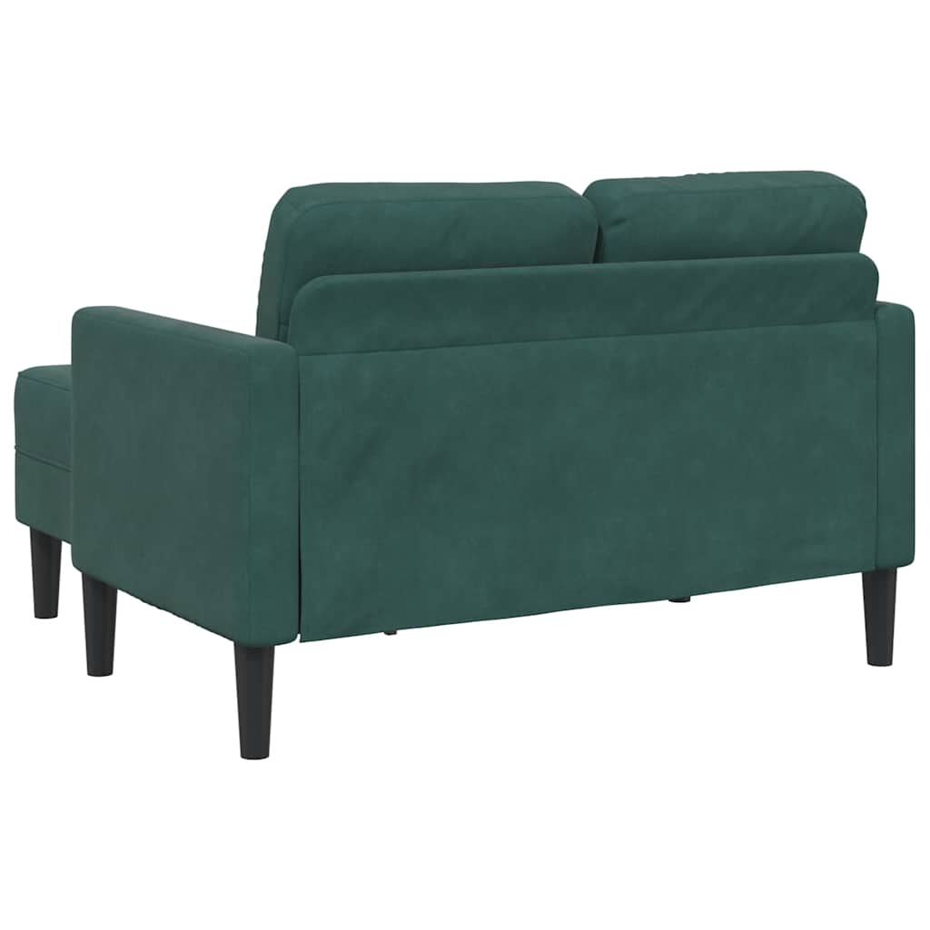 2 Seater L Shaped Sofa with Chaise Longue Dark Green 125 cm Velvet