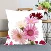 Neuankunft Gerbera Blumenkissenbezug Schlafzimmer Home Office Dekorative Kissenhülle Quadratisch Reißverschluss Kissenbezüge Satin Weich Kein Ausbleichen