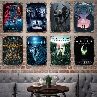 Aliens vs Predator Science Fiction Poster Vintage Blech Metallschild Dekorative Plakette für Pub Bar Man Cave Club Wanddekoration
