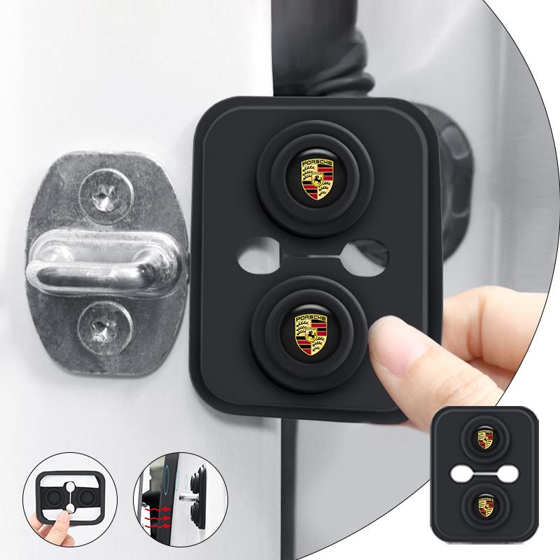 AABKW1 Silicone Car Door Lock Buckle Cover Rust Proof Protector Covers for Porsche 911 718 Cayenne Cayman Panamera Macan Taycan Boxster
