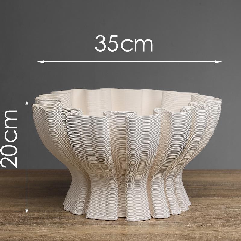 Ceramic Handicrafts Three-dimensional Pleats Petals Flower Vase Flower Arrangement Accessories Flowerpot Home Decoration