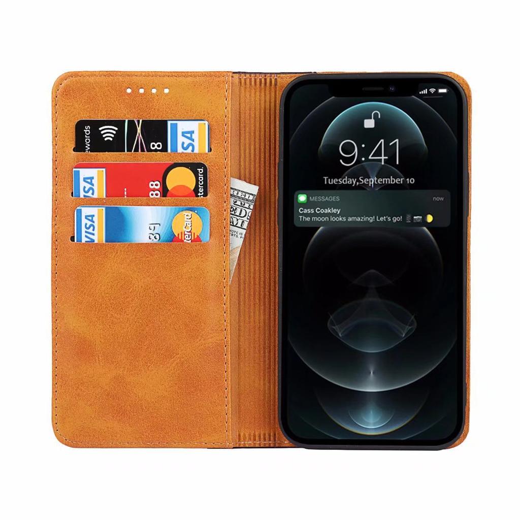 Applicable To iPhone14 Mobile Phone Leather Case, Google 7A Calf Pattern Splicing Contrasting Color Card Wallet Samsung S23