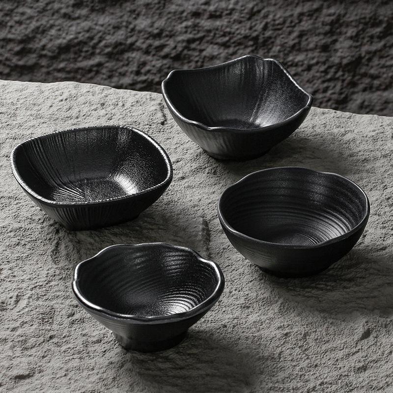 Hot Pot Melamin-Soßenschalen, Dip-Soja-Essig-Soßenschalen, Schwarz, Restaurant, kleine Suppenschüssel, Kochgeschirr, Haushaltswaren, Küche