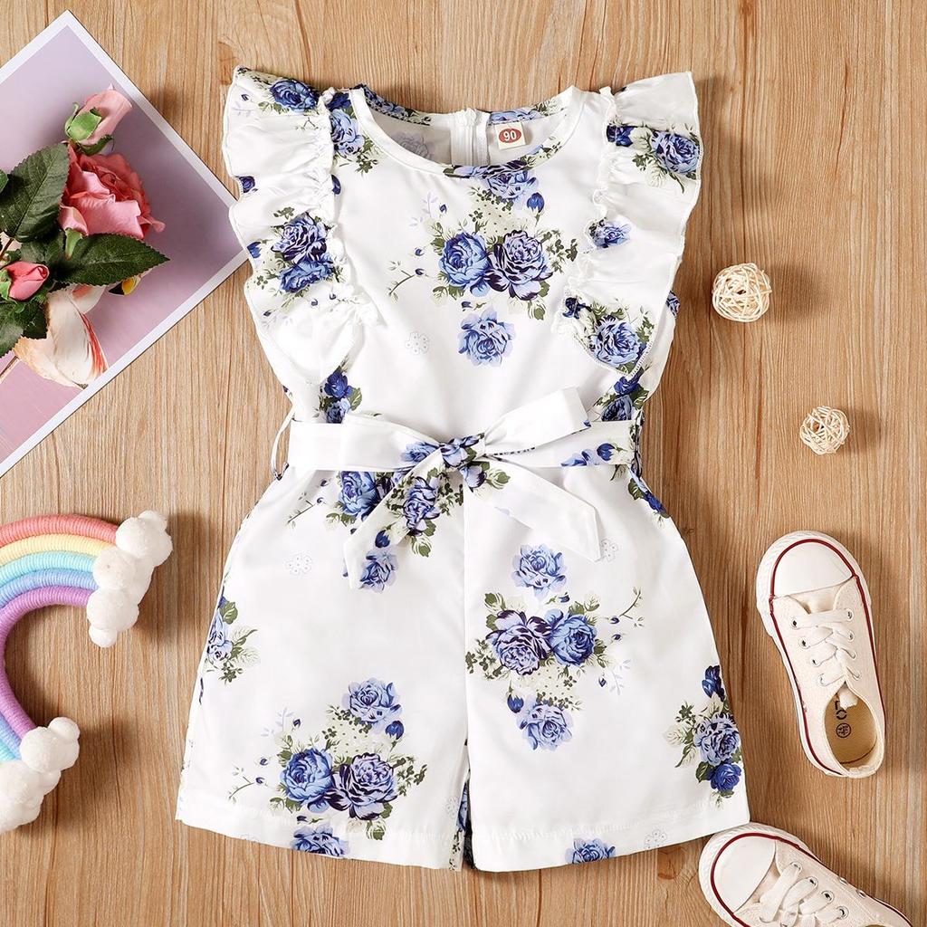 Floral Ruffle Sleeveless Baby Girl Romper Jumpsuit