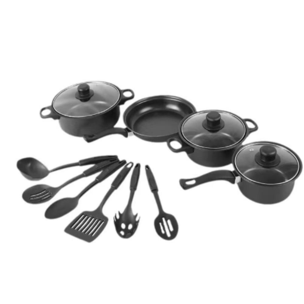 

13pcs Non Stick Wok Stockpot Frying Pan with Lid Kitchen Cooking Set Durable Cookware Set Household чорний