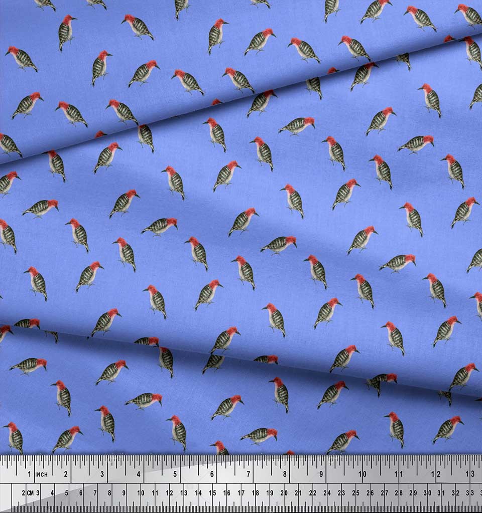 

Тканина Soimoi Blue Poly Crepe Тканина з принтом птахів дятла на метри 42 дюйми 42 Inch Wide - Poly Crepe зелений