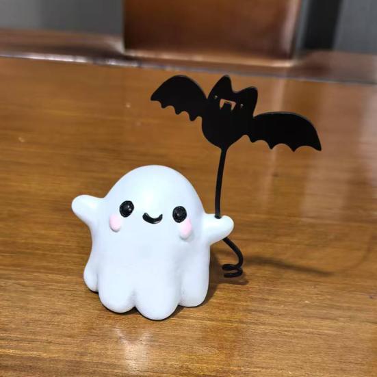 Halloweenská figurka ducha Mini roztomilý duch Netopýr Srdce Socha Pryskyřice Stolní ozdoby pro Domov Kancelář Stolní dekorace