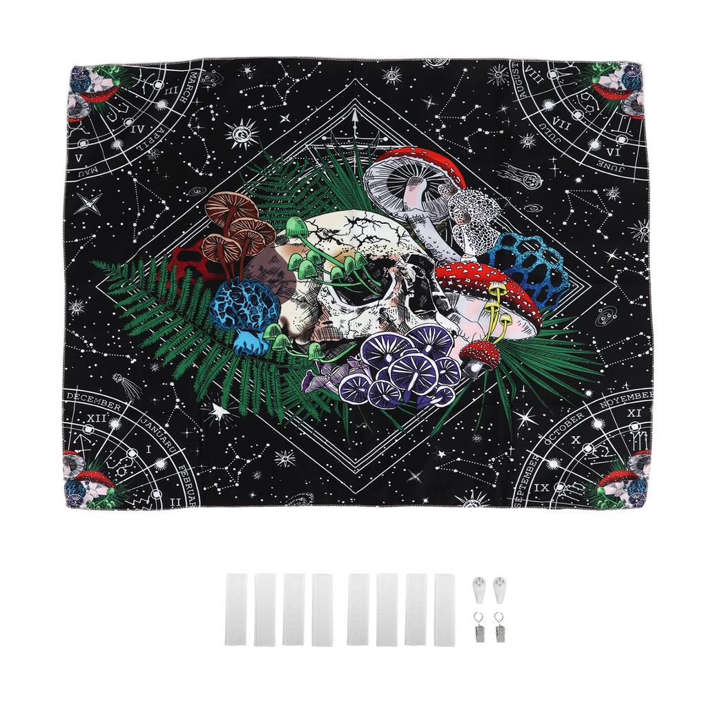 Decorative Tapestry Colorful Mushroom Skull Pattern Soft Lightweight Exquisite Beautiful Backdrop