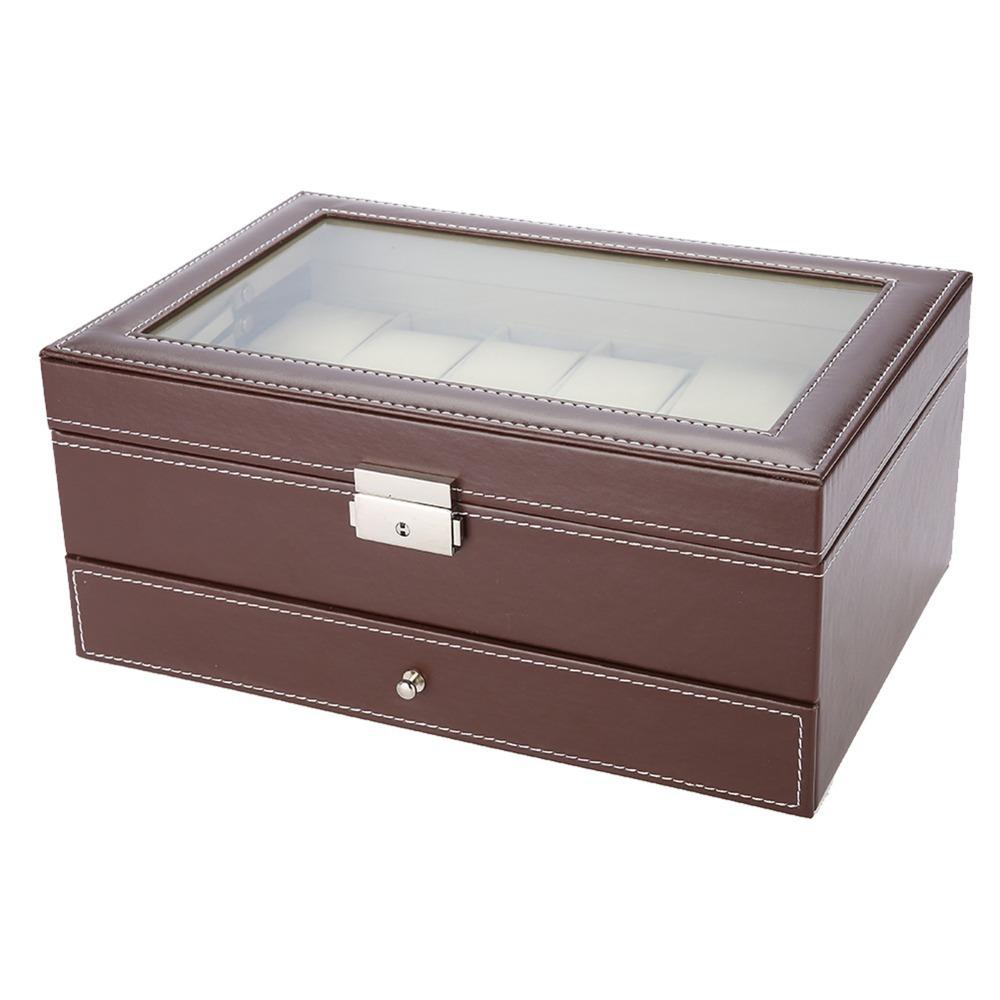 

Double Layer Jewelry Gift Box 12 Slots Watch Storage Case Ornament Organizer Ornament Display