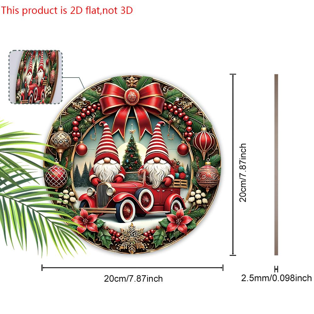 Wooden Christmas Sign with Gnome Pattern - Navidad Round Sign for Christmas Tree, Balcony, Decor - Ideal Christmas Gift