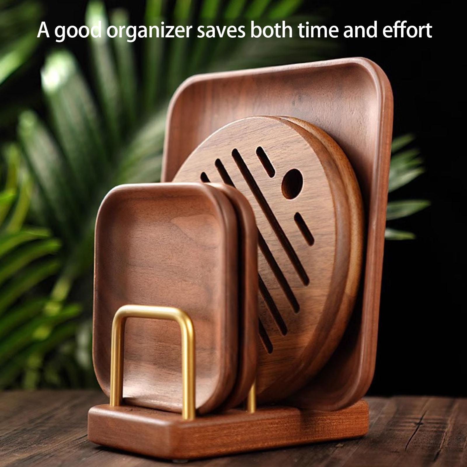 Деревянная подставка-органайзер для кухонной столешницы для разделочных досок сковородок подносов кухонных принадлежностей деревянная подставка-органайзер для разделочных досок T1 1873₽