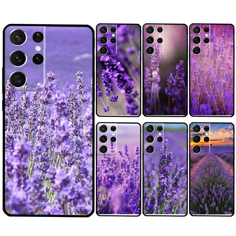 Purple Flowers Lavender Case For Samsung Galaxy S24 Ultra S23 S22 S21 Plus Note 10 Note 20 S9 S10 S20 S21 FE Cover