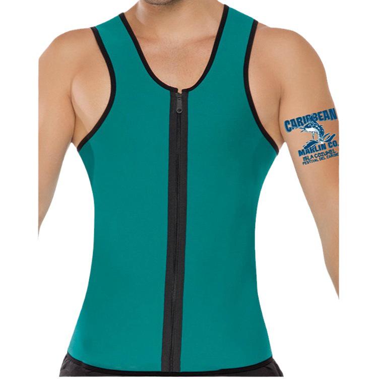 Men's Plus Size Tummy Control Waist Trainer Vest - Sweat Enhancing Fitness Shaper with Zipper
