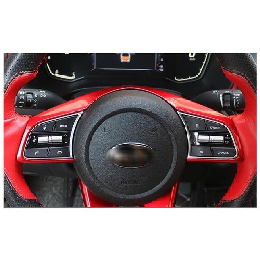 For Kia Seltos 2020-2021 Red Steering Wheel Button+Console Gear Shift Knob Cover