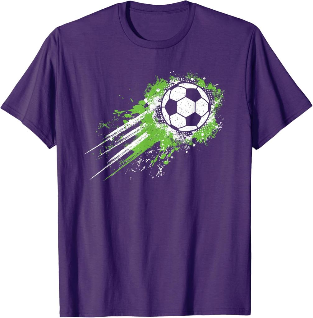 Grunge Soccer Ball Splash Graphic Tee Breathable Cotton Short Sleeve Tshirt For Boys And Unisex