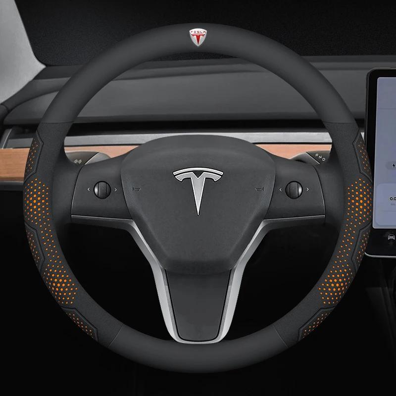Carbon Fiber Car Steering Wheel Cover for Tesla Model 3 Model S Y X Roadster 2019-2025 Auto Interior Steering Wheel Accessories