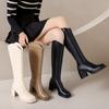 Botas altas para mujer otoño e invierno nuevas botas de tacón alto de tacón grueso cremallera trasera botas finas moda botas de mujer