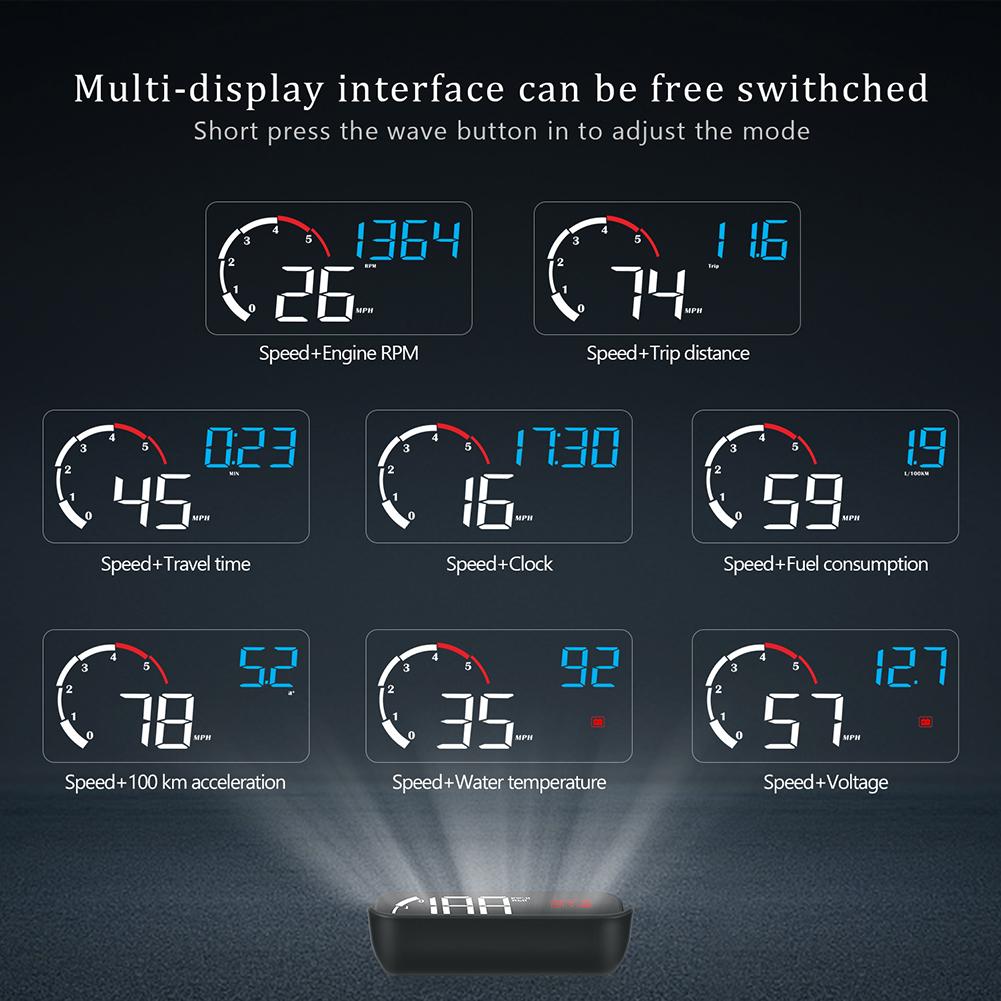 Car Hud Head-up Display M10 Hd Windshield Projector Obd Overspeed Warning Multifunction Driving Safety Modified Parts