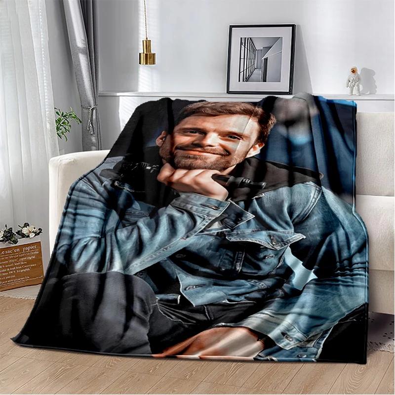 3D Sebastian Stan Handsome Actro Soft Flannel Blanket for Bed Bedroom Sofa Picnic,Throw Blanket for Cover Office Gift Kids