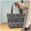 2025 Neue Mode Chinesischer Ethno-Stil Damen Schultertasche Hochwertige Canvas Tragetasche Damen Große Kapazität Einfach Bedruckt Vielseitige Clutch Handtaschen
